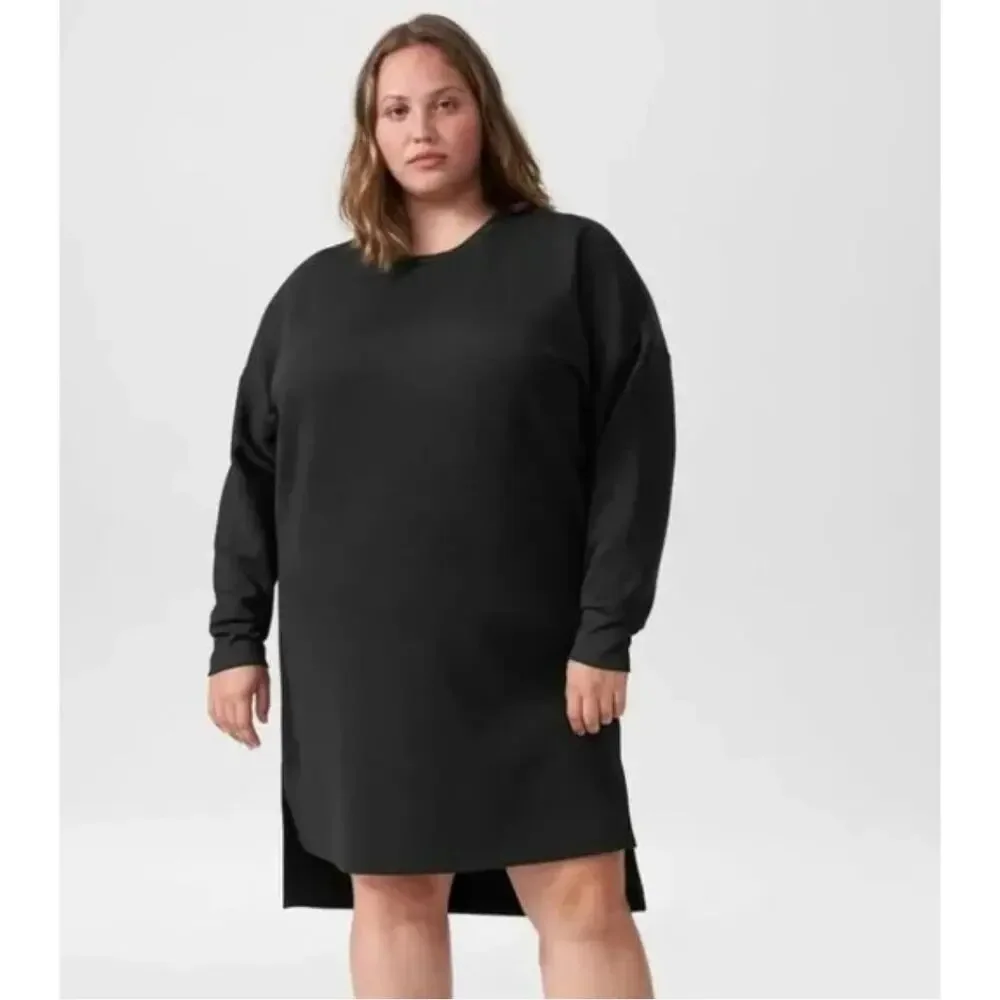 Universal Standard Ceres Side Vent Sweatshirt Dress 4XS 00 0 2XS Black NWT Cozy